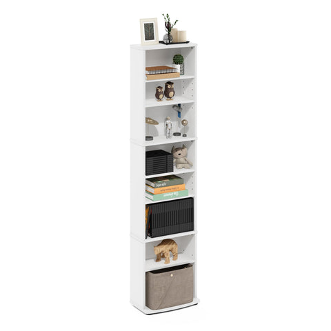 Furinno Jaya DVD shelf 8-tier displays organized media with adjustable shelves