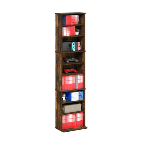 Furinno Jaya 9-shelf DVD shelf with adjustable storage for organized media