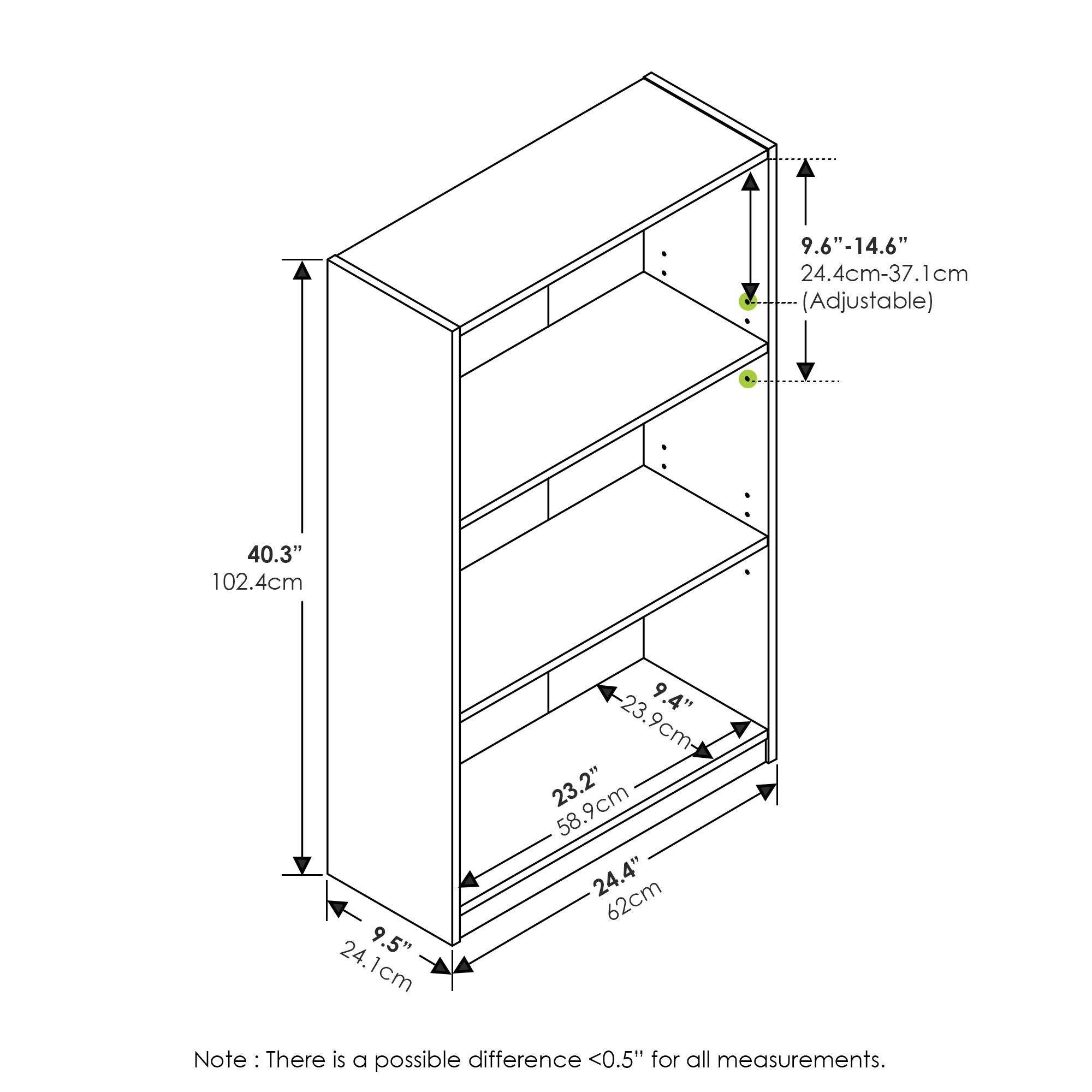 Furinno JAYA back panel adds stability and prevents items from slipping