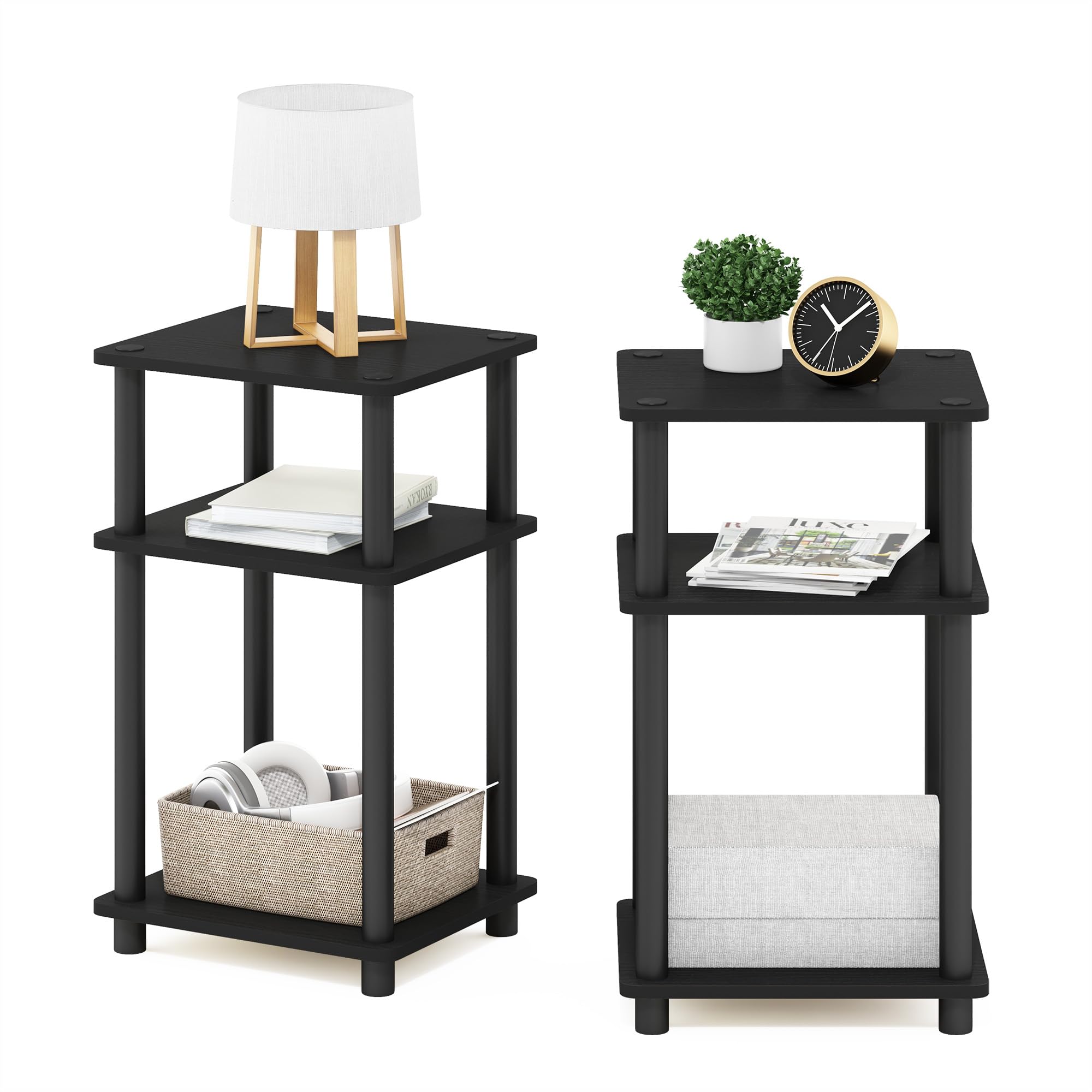 Furinno Americano-Black table supports up to 15 lbs per tier.