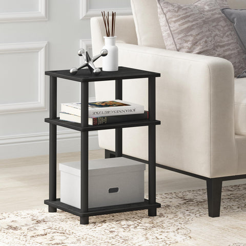 Furinno end table with rounded corners keeps family-friendly spaces safe.