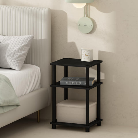 Furinno Just 3-Tier Turn-N-Tube bedside unit viewed from the side for compact footprint.