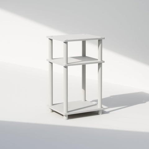 Furinno JUST end table in white offering easy bedside organization and display.