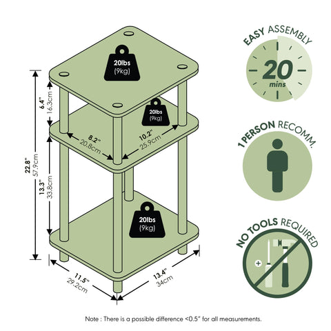 End table with tool-free assembly and clear directions