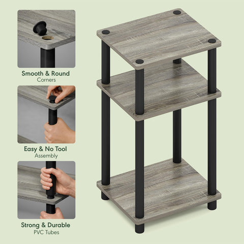 Furinno Just nightstand dimensions label close-up communicates easy placement in bedrooms.