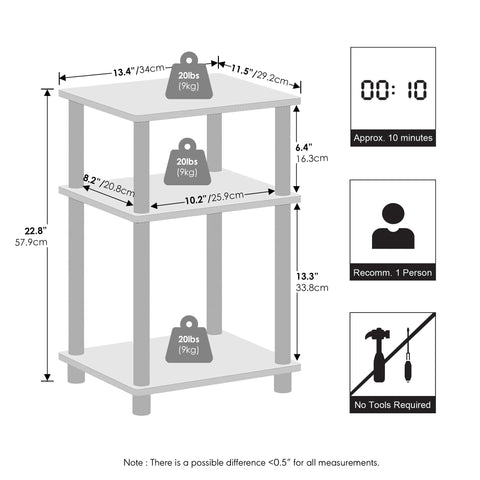 Furinno Just Night Stand with rounded corners for safe night use