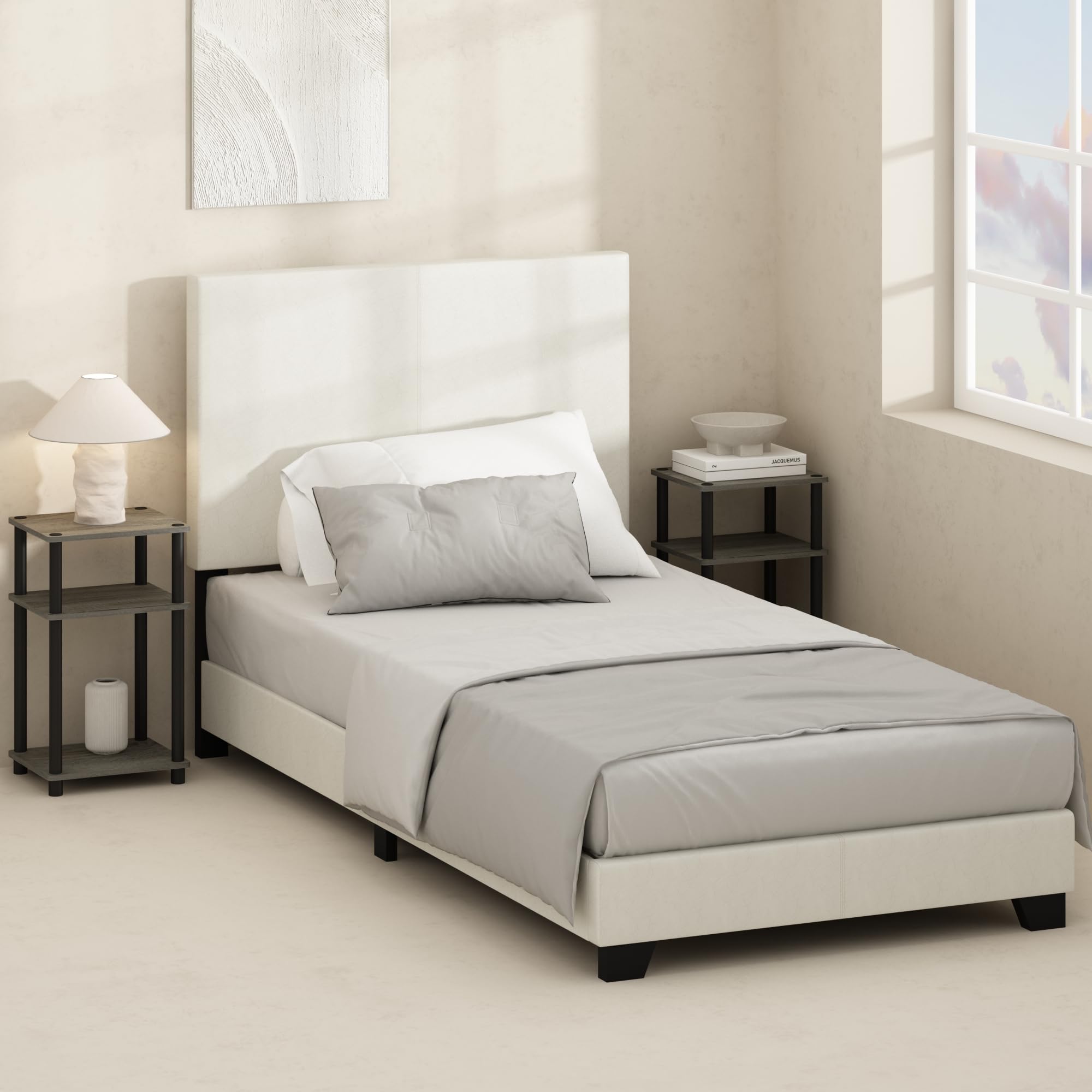 Furinno Just Night Stand three-tier open storage keeps bedside essentials organized