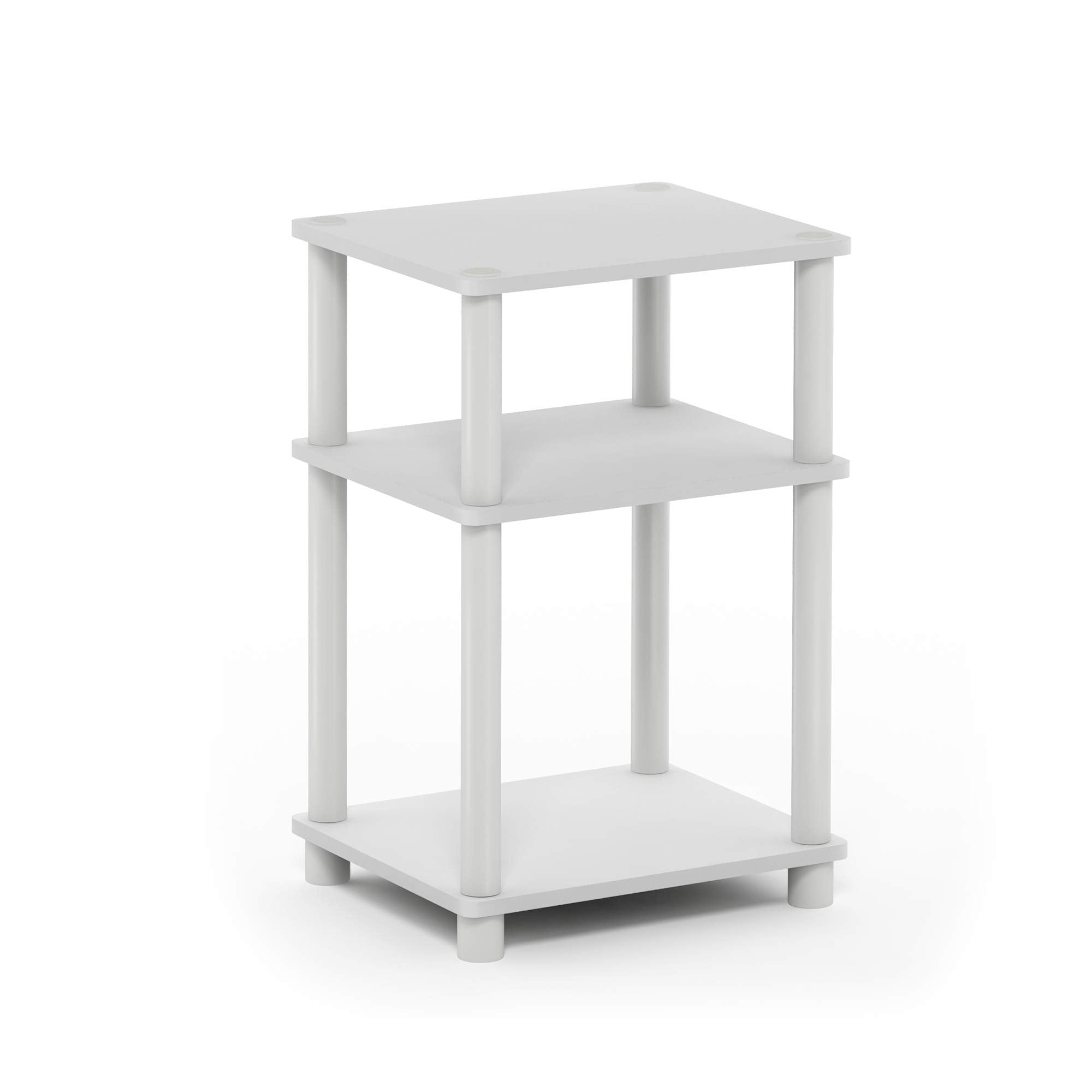 Furinno Just Side Table with 3-tier open shelves maximizes compact storage.