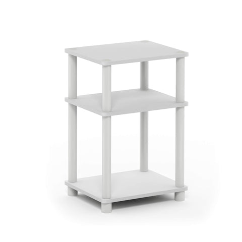 Furinno Just Side Table with 3-tier open shelves maximizes compact storage.