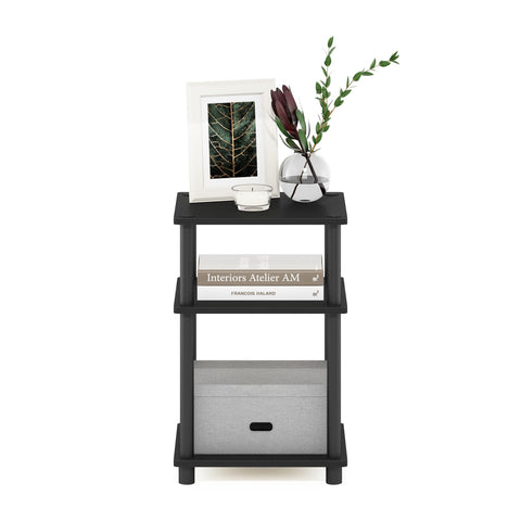Furinno JUST Side Table illustrates three-tier storage for small rooms.