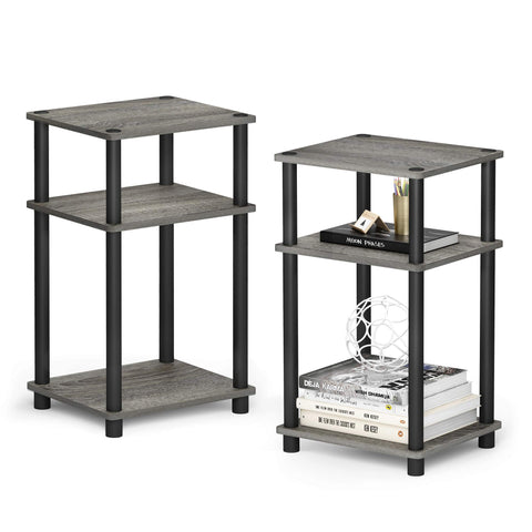 Furinno Just side table front view showing compact, space-saving two-pack setup.