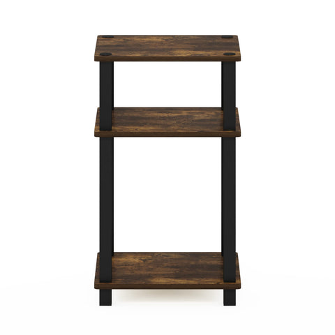 Furinno Just side table offers multi-use storage for lamps and decor.