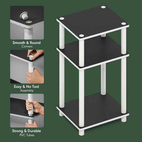 Furinno Just Side Table features rounded corners for safer use.