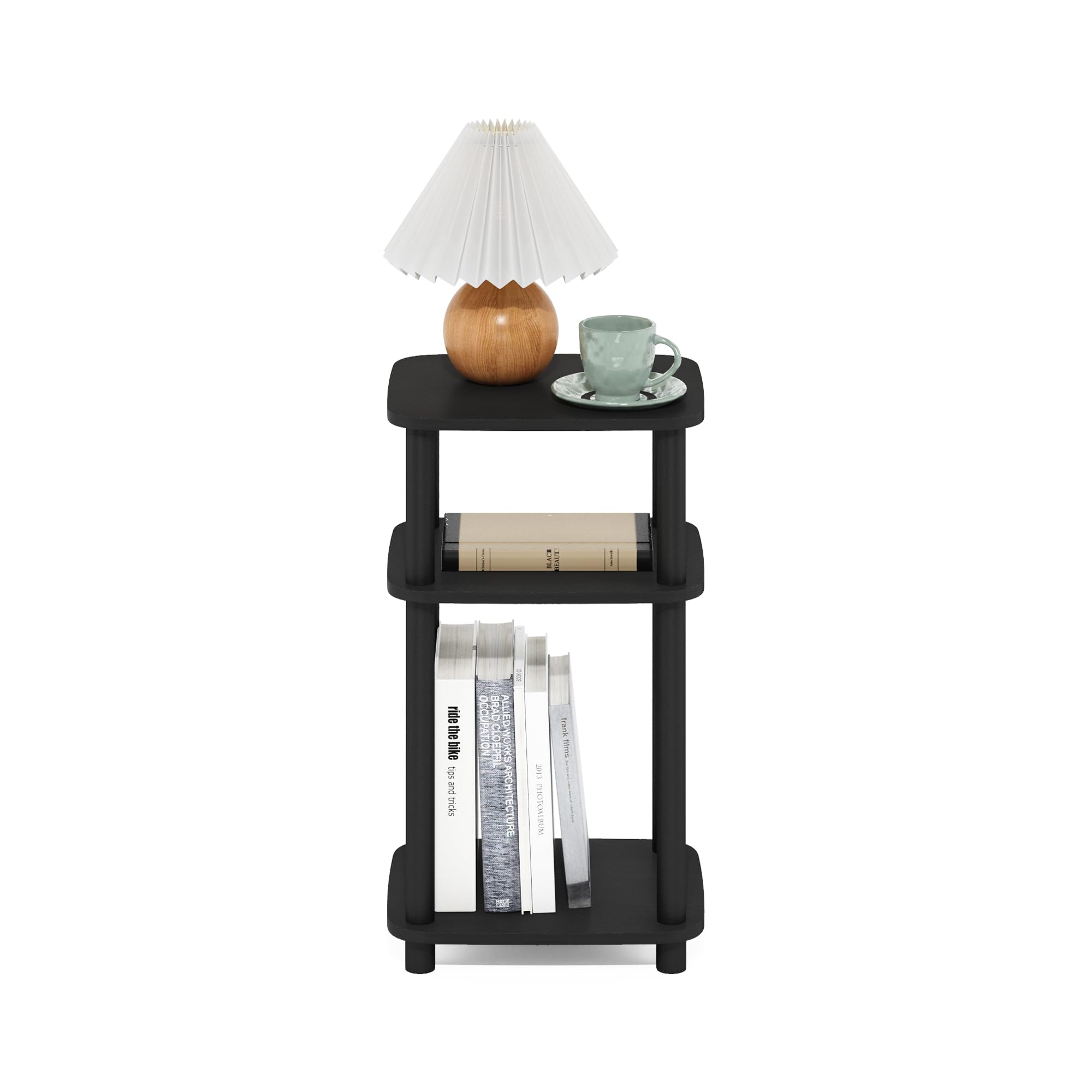 Toolless assembly in progress for the Furinno Just side table using Turn-N-Tube.