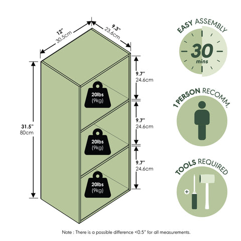 Furinno LUDER 3-cube design shows clean lines and versatile storage.