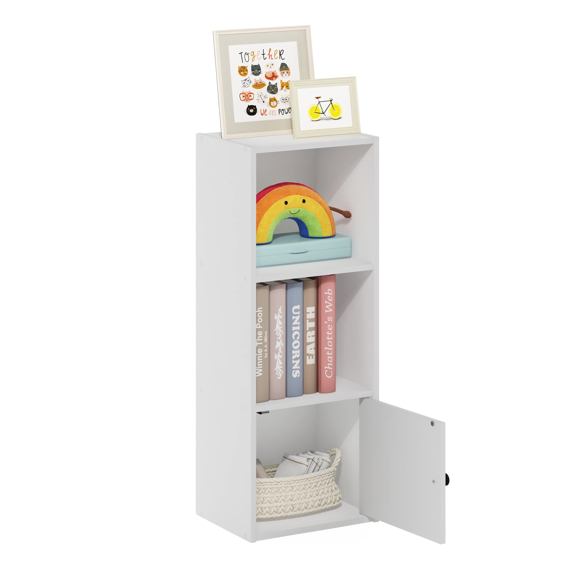 Furinno Luder bookshelf with open shelves in white for organized display.