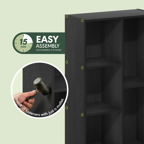Furinno Luder back panel provides stability and keeps items from falling.