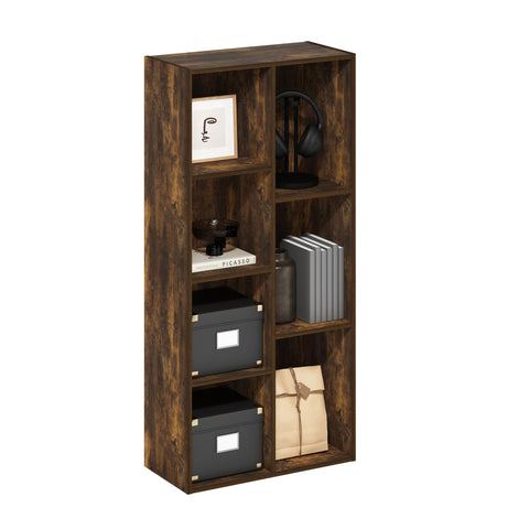 Furinno LUDER 7-Cube Shelf front view shows clean lines for living spaces