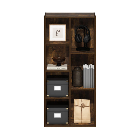 Furinno LUDER 7-Cube Shelf wood grain amber pine finish adds warmth