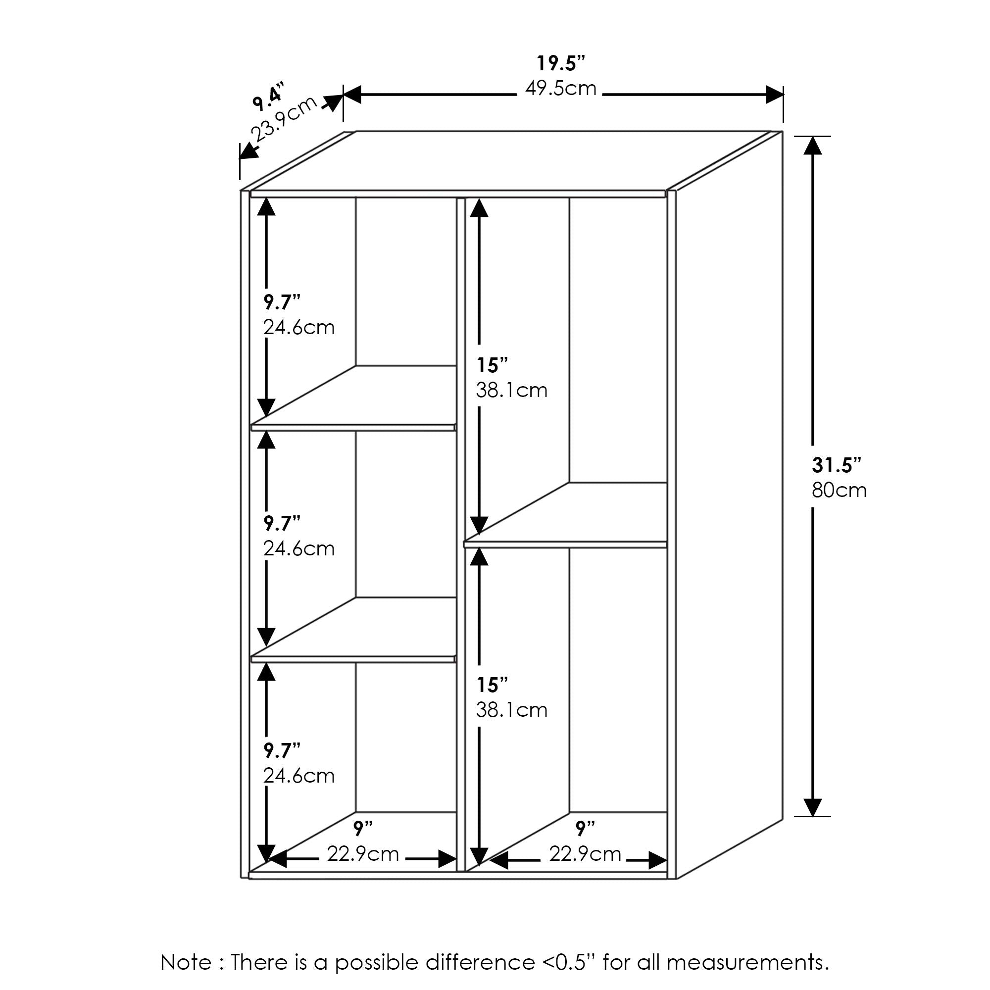 Furinno LUDER 5-Cube Book Shelf side view demonstrates compact storage in small spaces.