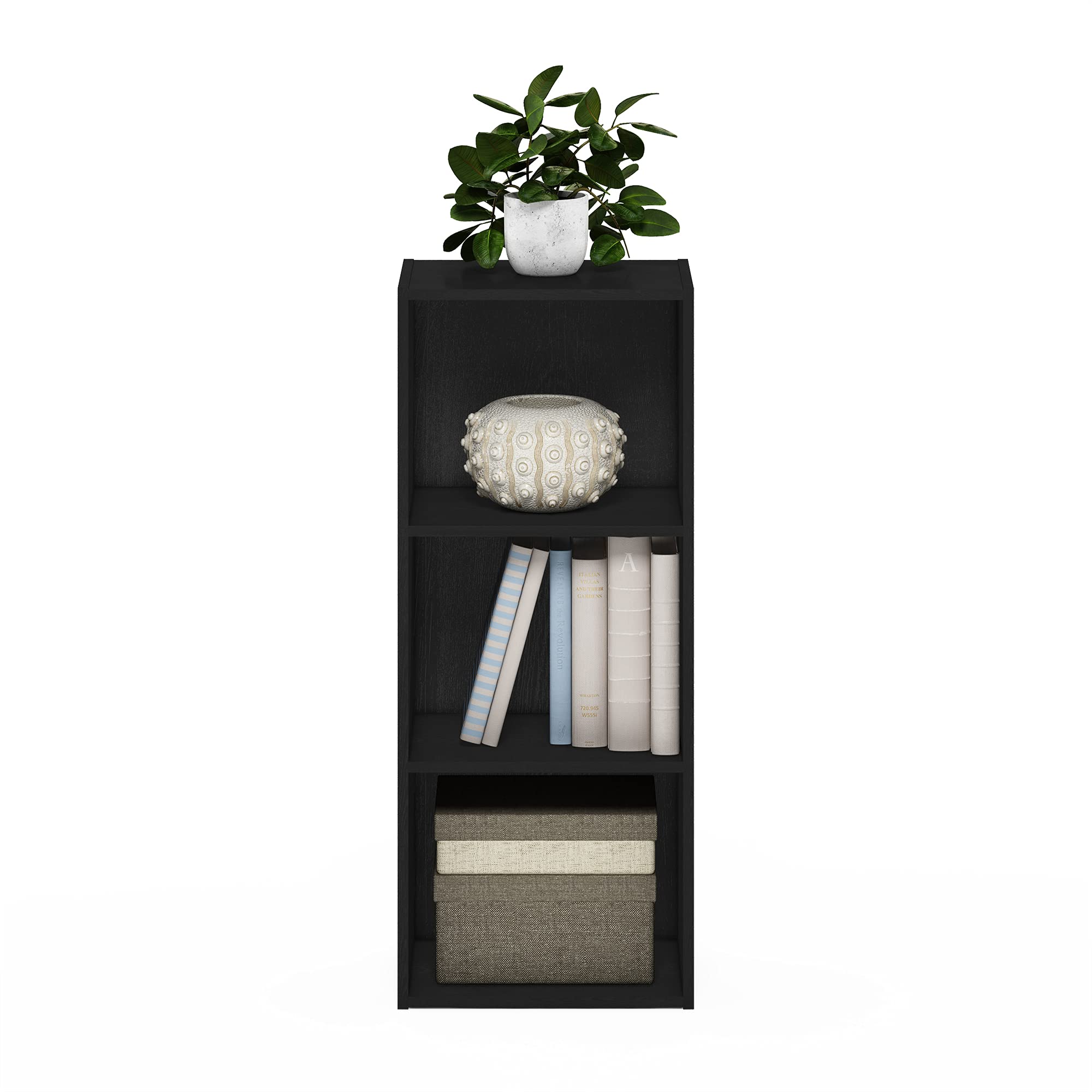 Furinno LUDER 3-cube open shelves for books and decor accents.