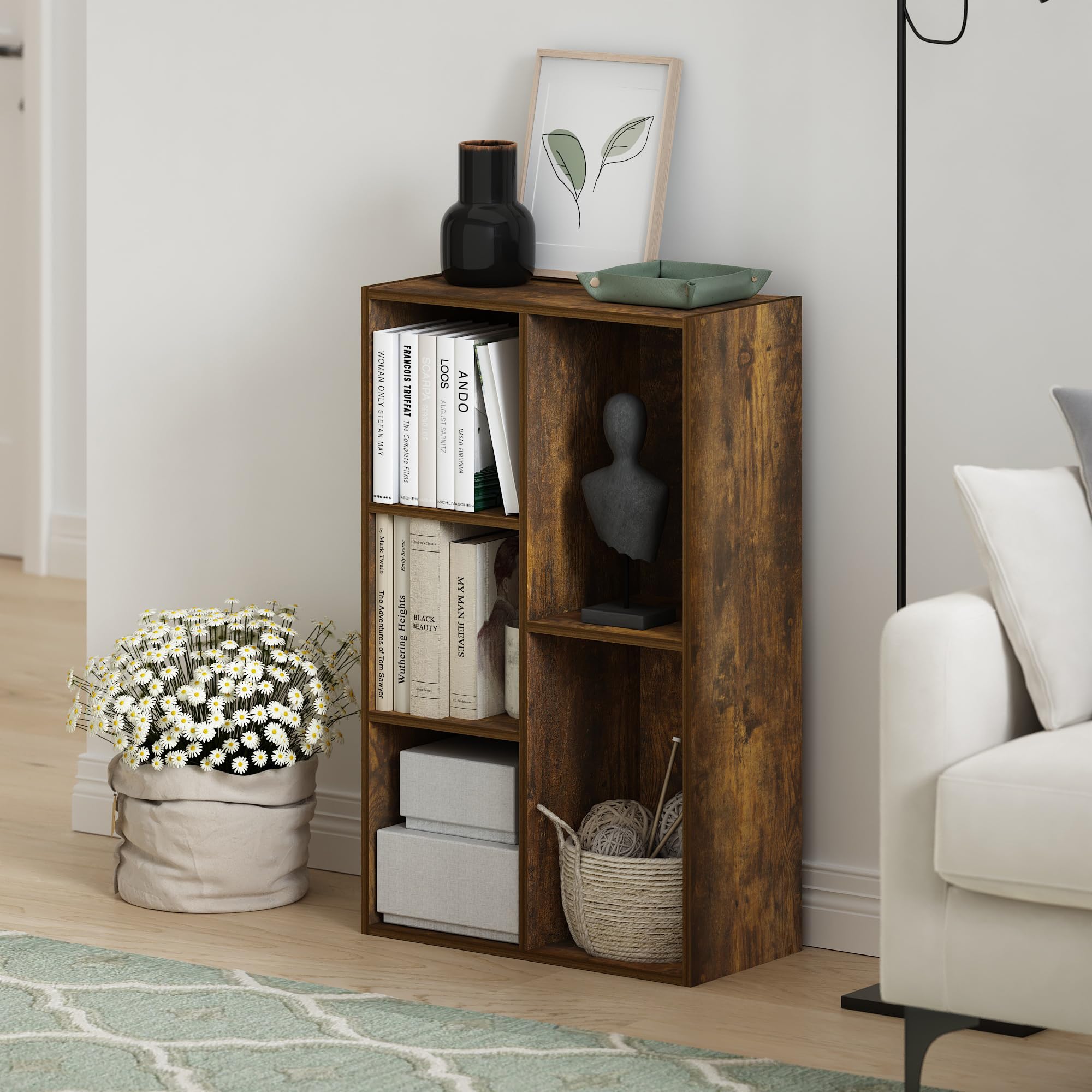Furinno LUDER book shelf open cubes showcase flexible display and tidy book organization.