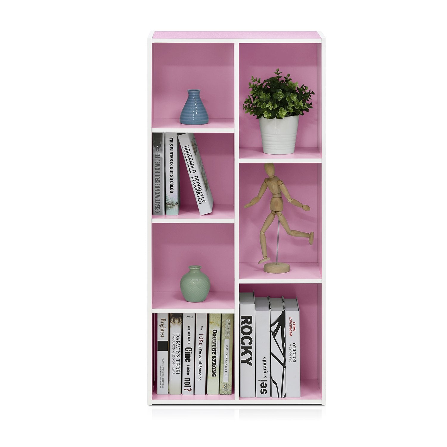 Furinno LUDER white-pink finish; blends with playful home decor.