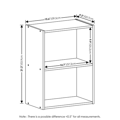 Furinno Luder bookcase front view showing slim profile in white.
