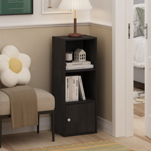 Furinno Luder bottom door cabinet conceals clutter in bedrooms with clean lines.