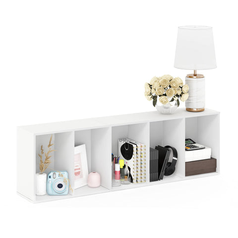 Furinno LUDER dimensions 9.4 x 15.8 x 52 inches in white.