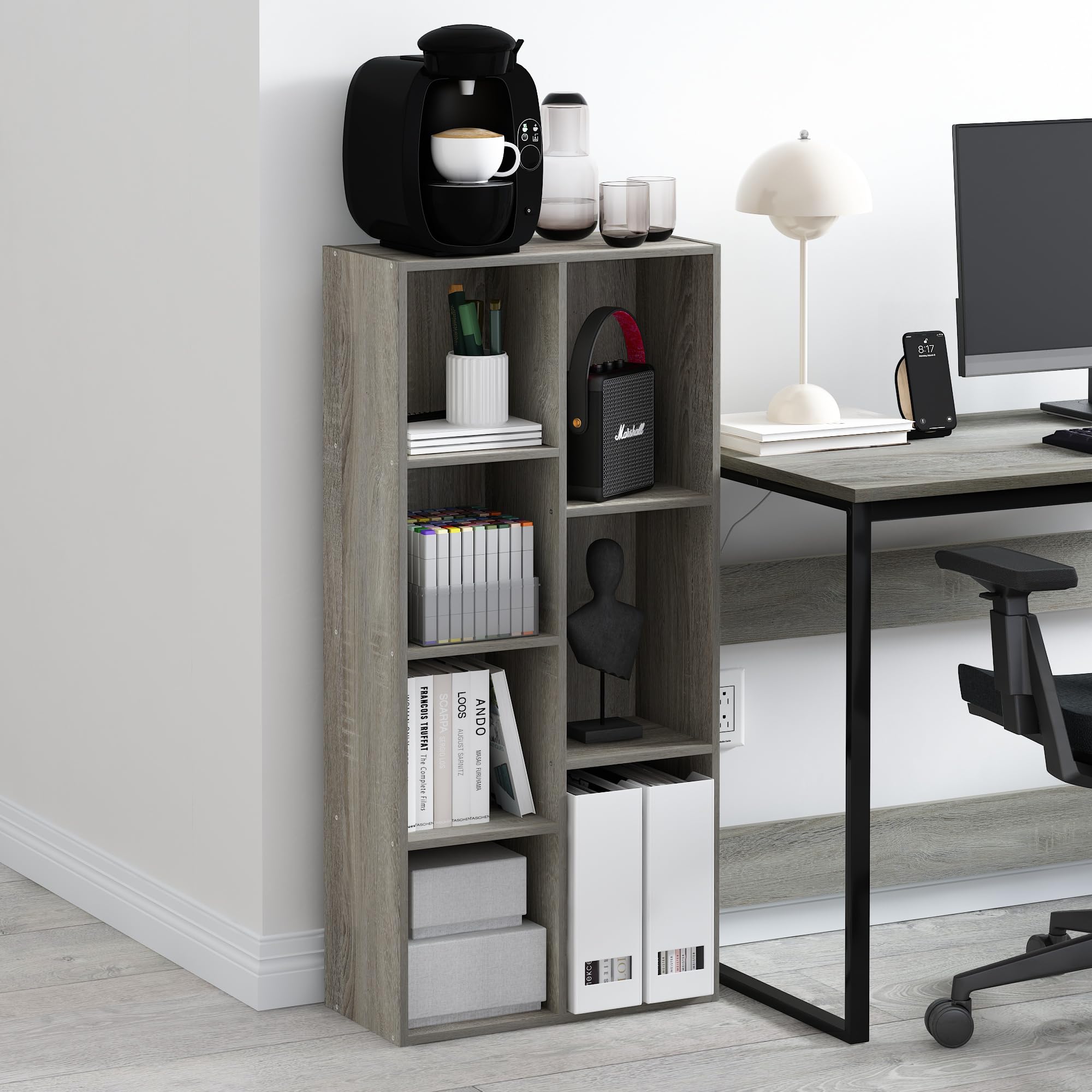 Furinno LUDER shelf highlights modular cubes for versatile display