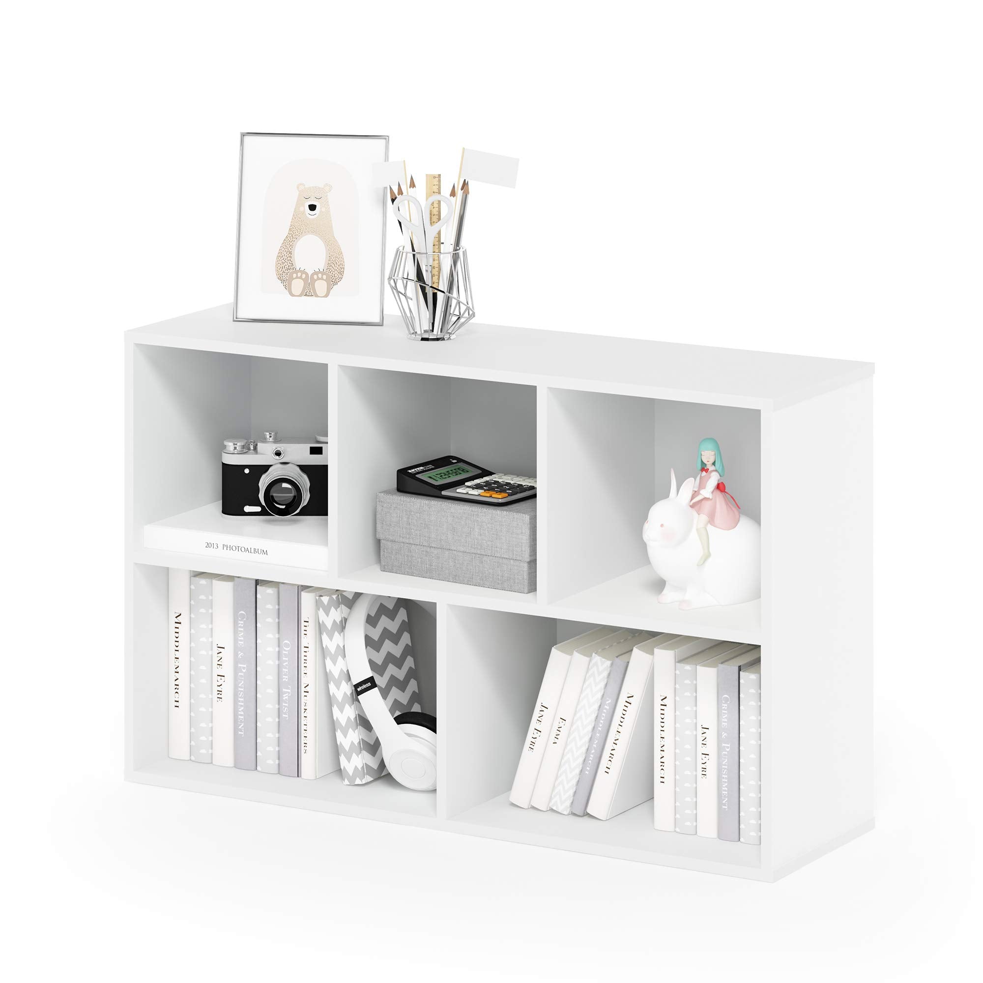 Furinno LUDER bookshelf front view shows clean lines for organized spaces.