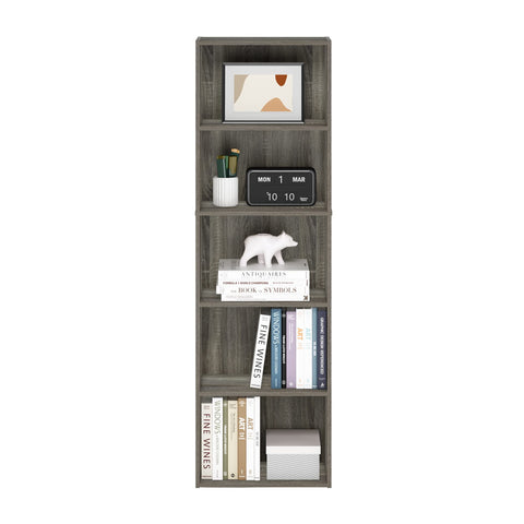Furinno LUDER shelves with books and decor.