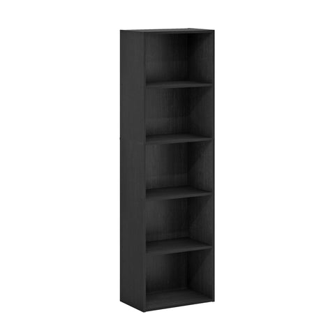 Furinno LUDER shelves with items demonstrate flexible vertical or horizontal storage.