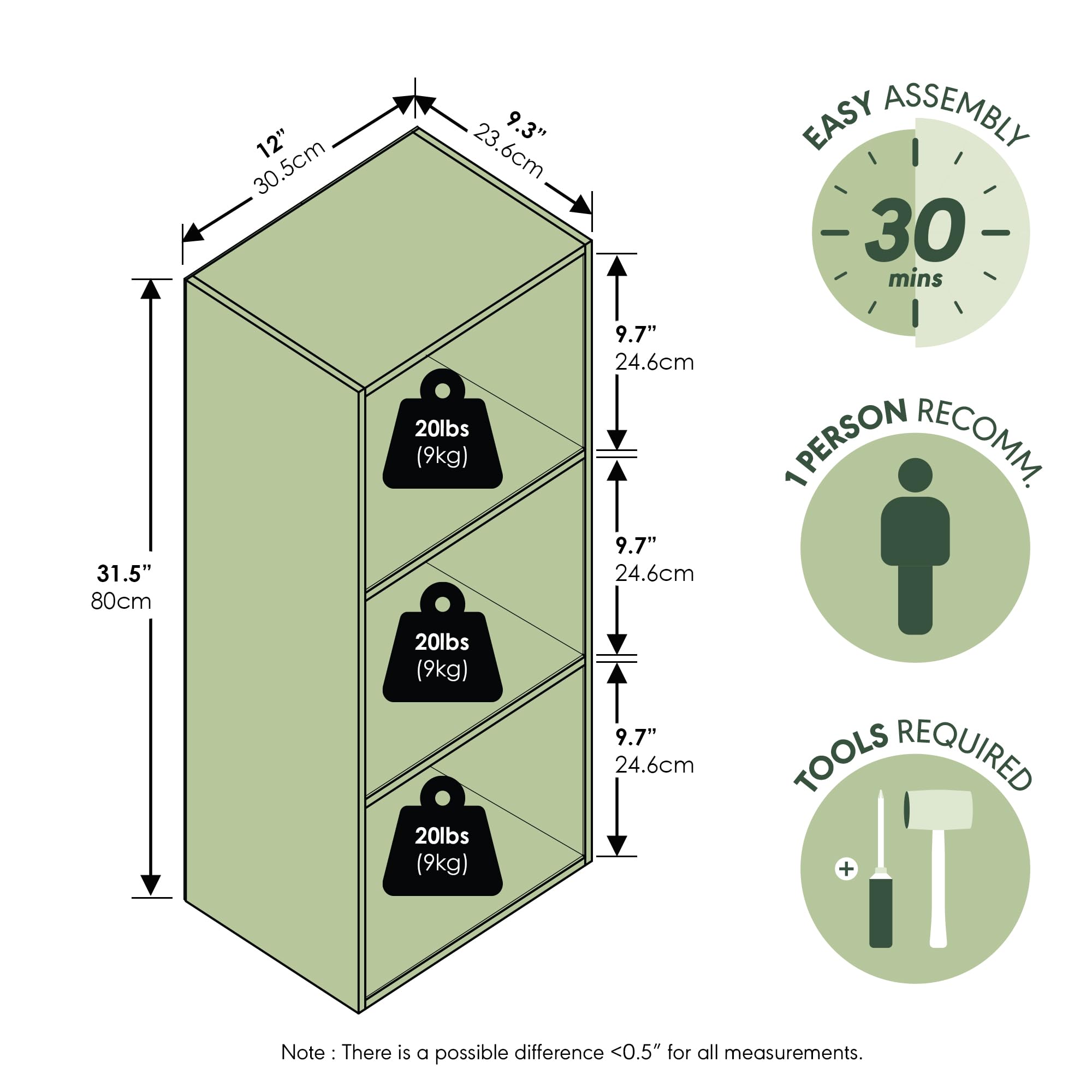 Furinno LUDER cube supports up to 20 lb for reliable daily storage.