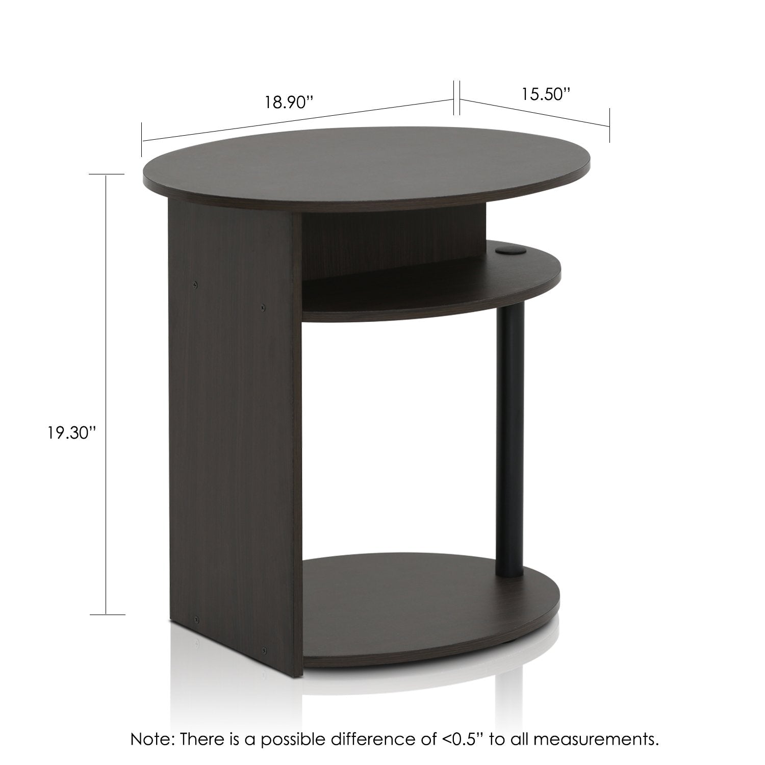 FURINNO oval end table rounded corners enhance safety and durability.