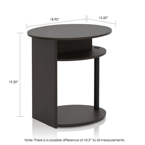 FURINNO oval end table rounded corners enhance safety and durability.