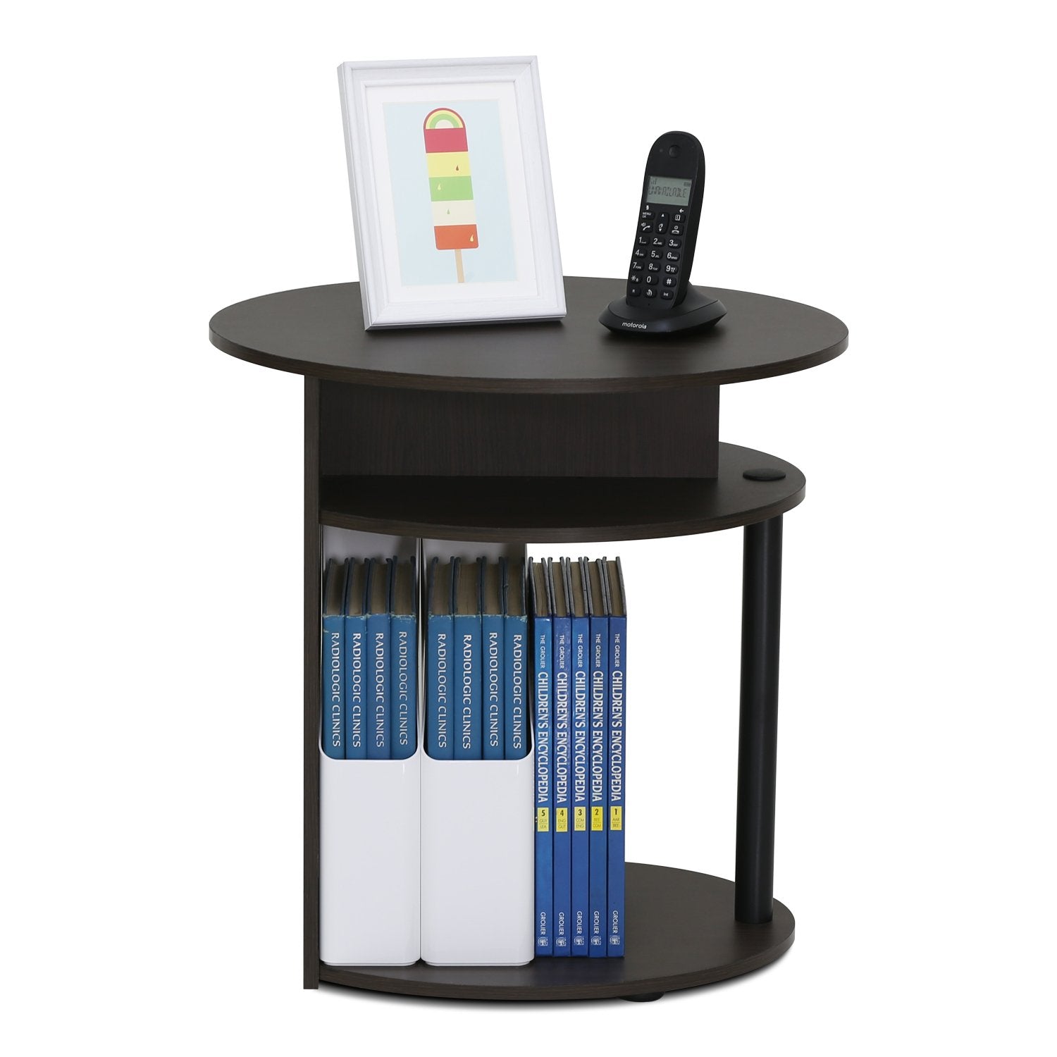FURINNO oval end table stable base supports daily use.
