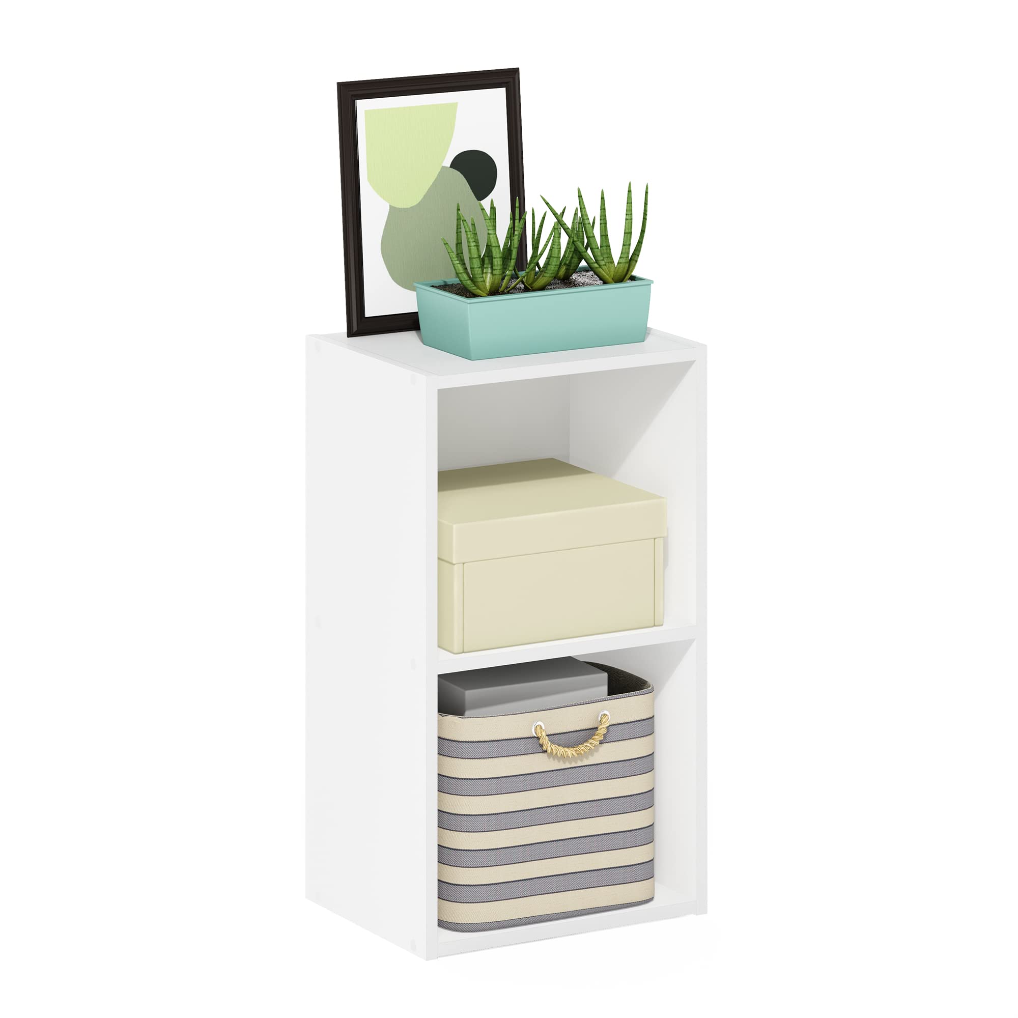 Furinno Pasir 2-tier book shelf provides compact storage for books and decor.