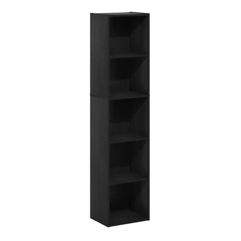 Furinno PASIR 5-tier shelf with books and bins, sturdy weight capacity