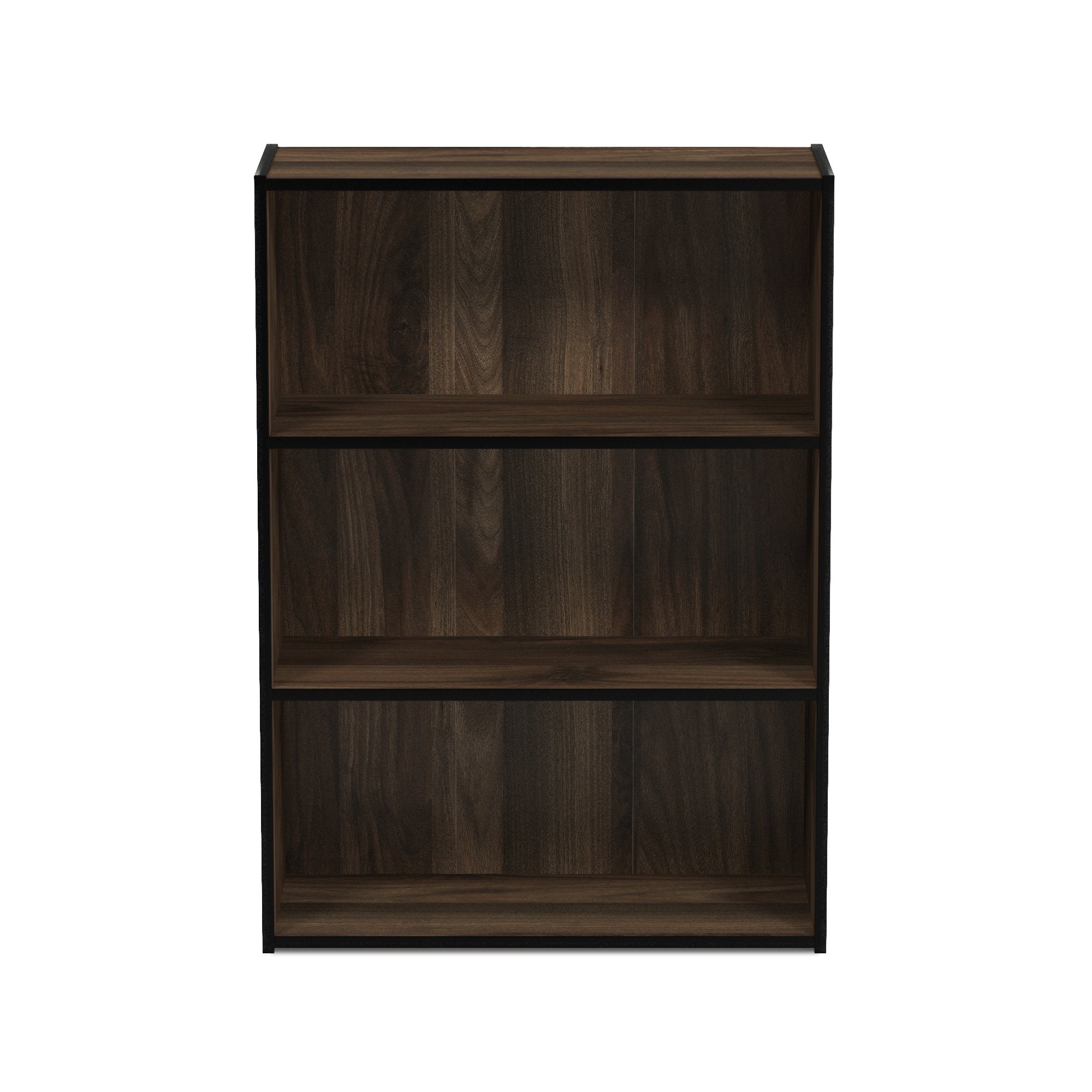 Sturdy back panel design helps prevent items from slipping behind the shelf.