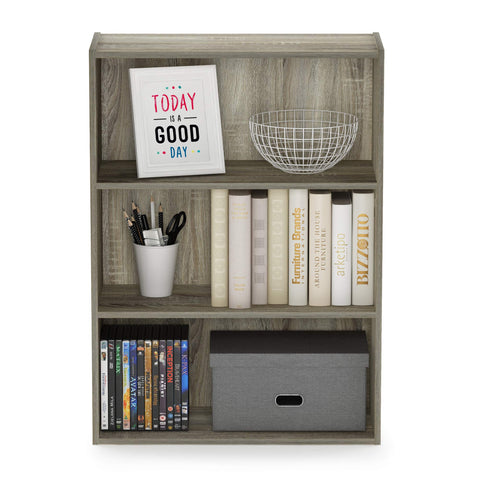 Furinno Pasir shelf unit shown against wall for organized storage.