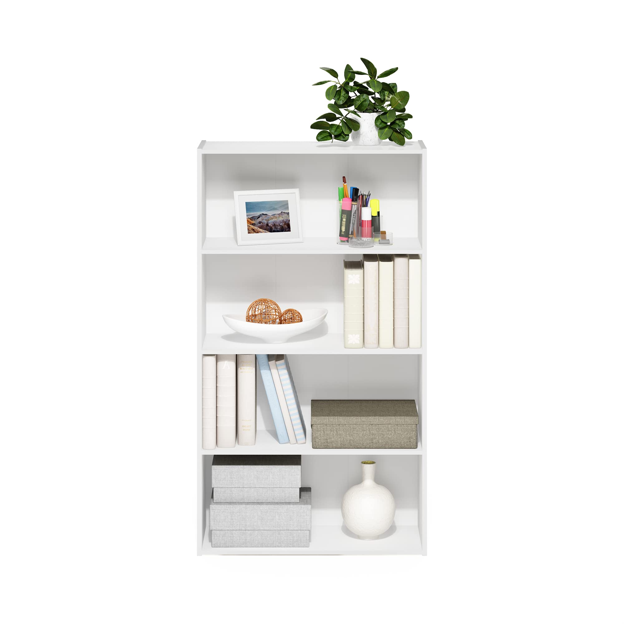 Furinno PASIR book shelf dimensions 9.4 by 23.6 by 41.7 inches fit small rooms neatly.