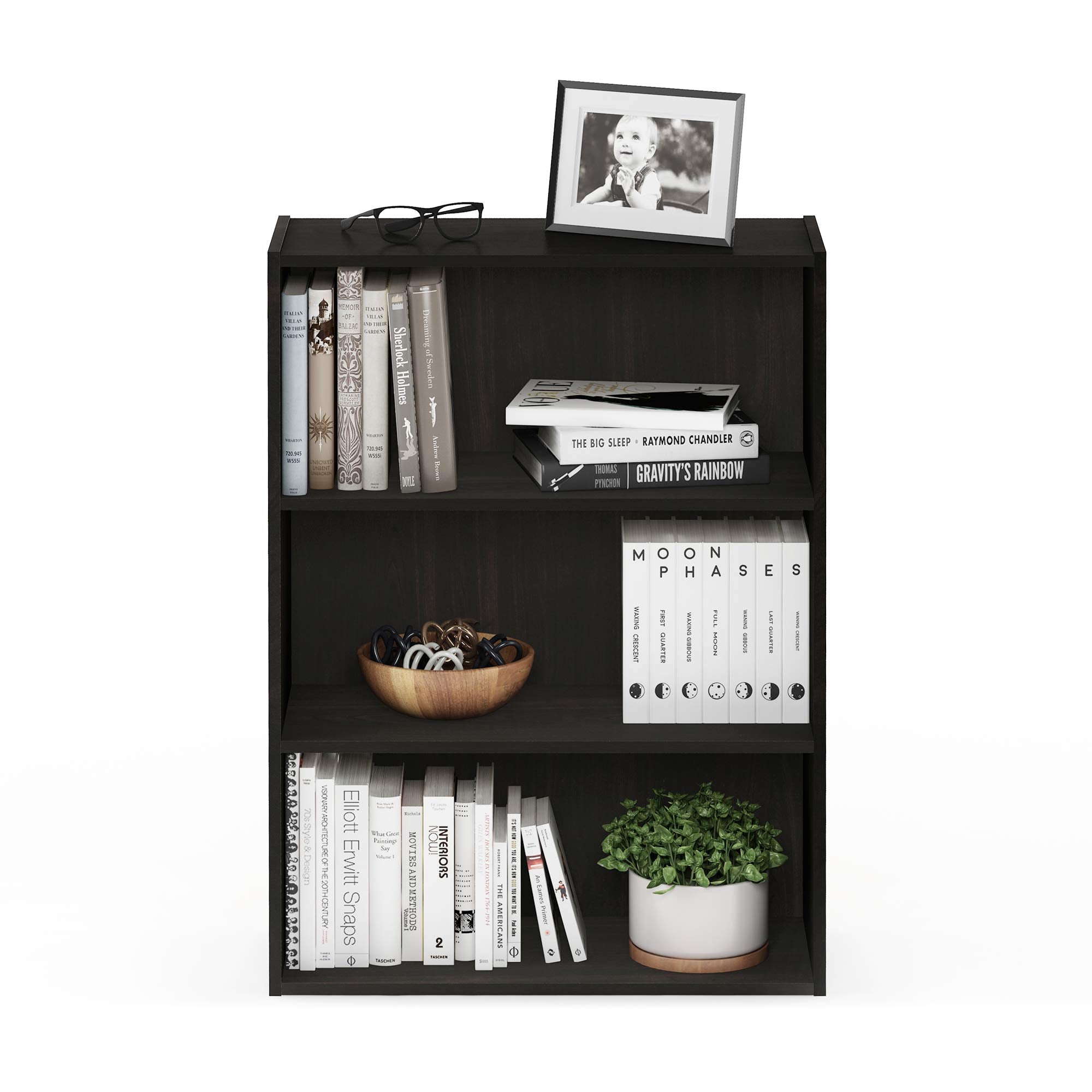 Furinno Pasir dimensions 9.7x23.7x31.5 inches fit compact rooms.