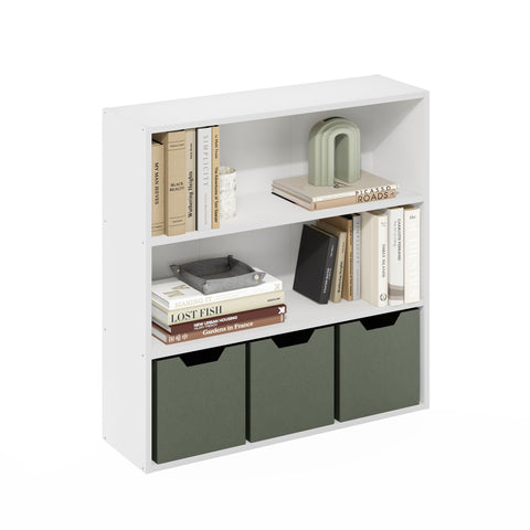 Furinno Pasir 3-tier book shelf front view for quick organization and display