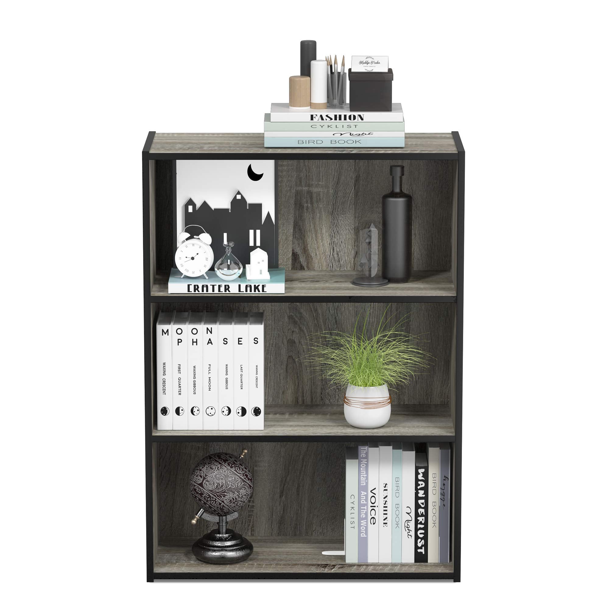 Furinno Pasir bookshelf sturdy back panel for added stability in daily use.