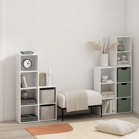 Furinno PASIR slim modern bookcase in white fitting tight spaces