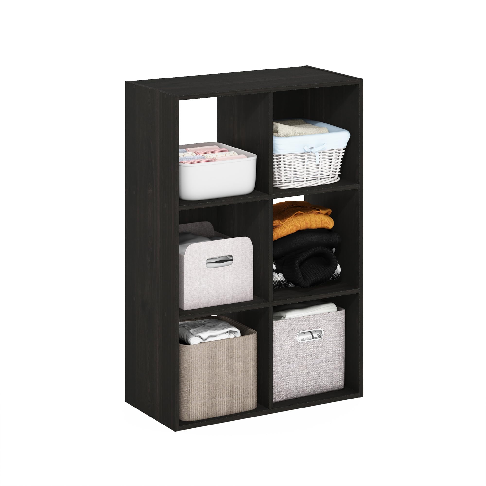 Furinno Pelli 6-cube closet organizer in espresso keeps wardrobes organized