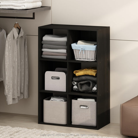 Furinno Pelli open-shelf top in espresso for quick access and labeling