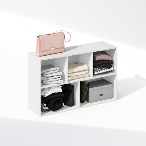 Furinno Reed 5-cube closet organizer white with compact dimensions 9.4D x 19.5W x 31.5H